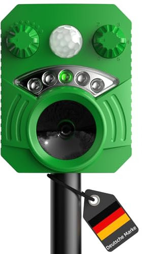 Katzenschreck, Tiervertreiber Ultraschall, 5 Modi Solar Katzenabwehr, Wasserdicht Maulwurf Vertreiber mit LED-Licht, Marderschreck Wirksam gegen Katzen, Hunde, Vögel, Füchse, Ratten, Garten