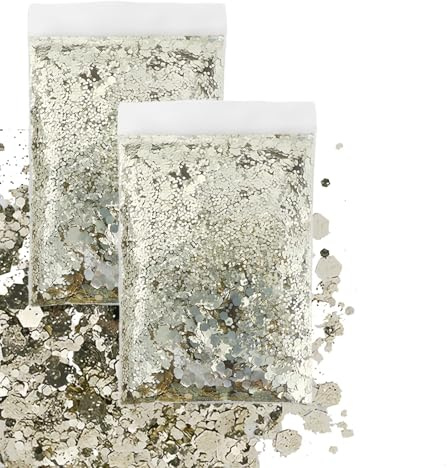 GIUSOBG Glitter för pyssel, 100 g glitter ansikte, 0,2 + 1 3 mm ultrafina glitterpulver för naglar ansikte makeup korthantverk nagelkonst (champagne)
