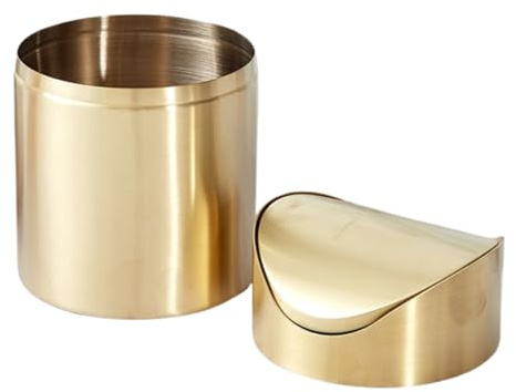 Cestino da cucina in acciaio spazzolato, cestino compatto per cucina, cestino per ufficio, cestino in acciaio inox, mini cestino con coperchio