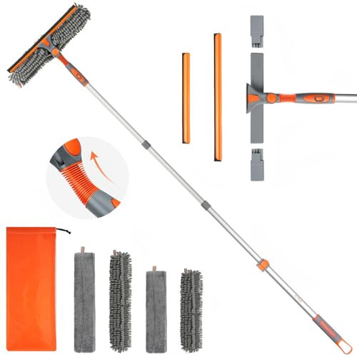 Eazer 65'' Squeegee Window Cleaner 2 in 1 Rotatable Window Cleaning Tool Kit with Telescopic Pole, Window Washing Equipment with Bendable Head for Indoor/Outdoor Window and Car Glass - EAW01 Pro