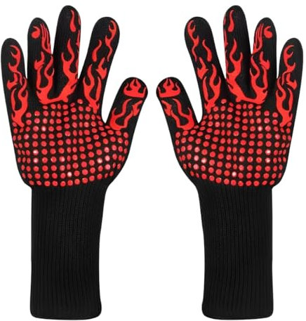 IKOPFLN Guanti da Barbecue Resistenti al Calore Fino a 800°C, Silicone Antiscivolo, Guanti per Griglia, Forno, Camino, Cottura, BBQ Infiammabili, Regalo Perfetto