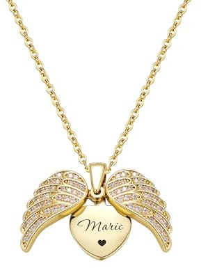yrozvw Collar Personalizado Nombre Alas Grabado Texto Colgante Alas de Ángel Regalo para Ella