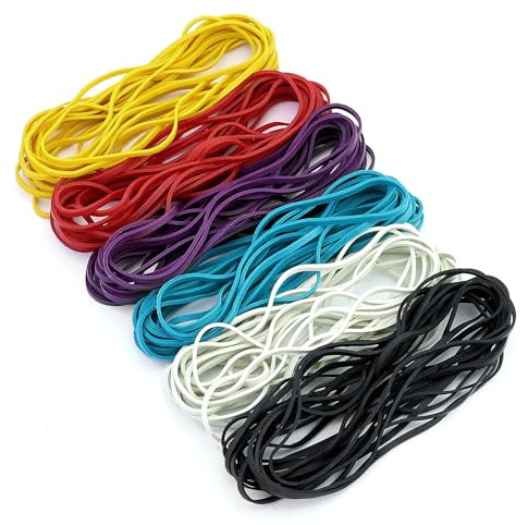 90 pièces d'élastiques colorés, 6 couleurs d'élastiques réutilisables, élastiques longs multicolores, pour stylos, journaux, documents, travaux manuels, bureau, école, studio