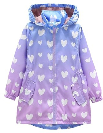duxyoz Girls Boys Rain Jacket Winter Coats Thick Warm Hooded Waterproof Windproof Long Raincoats Windbreaker Fleece Lined Plush Trench Coat Stand Collar Hoodie Outwear With Pockets 4-5 Years
