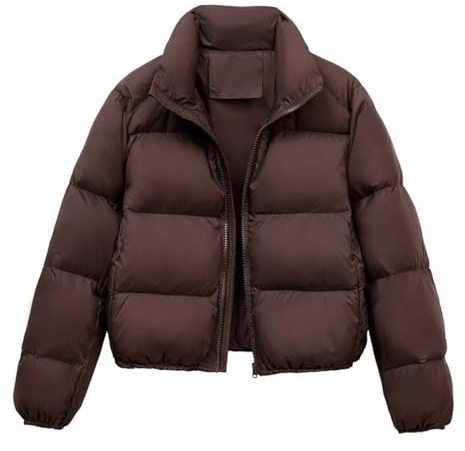 Cropped Quilted Jacket Womens - Lightweight Softshell Jacket Womens - Overcoat Winter Flannel Jackets Winter Puffer Coats WinterOutwear Thin Overcoat Straitjacket Down Jackets Coffee