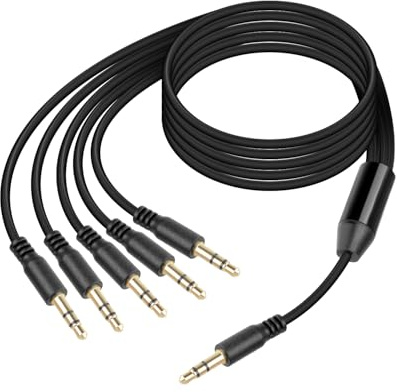 GELRHONR 3 fot 3,5 mm ljudsplitter, 1-kontakt till 5-kontaktkabel, 1/8 aux-Y-splitter för hörlurar, högtalare, telefoner, bärbar dator (1 till 5)