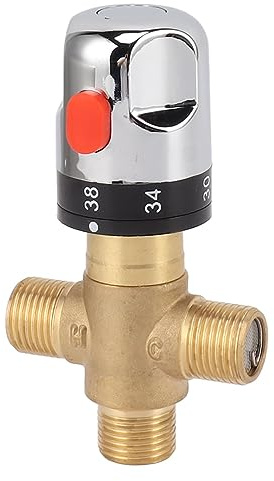 Asixxsix Mitigeur Thermostatique, Mitigeur de Douche en Laiton, Vanne de Contrôle de la Température de L'eau Chaude et Froide pour Lavabo de Salle de Bain, Raccord de Plomberie en Laiton