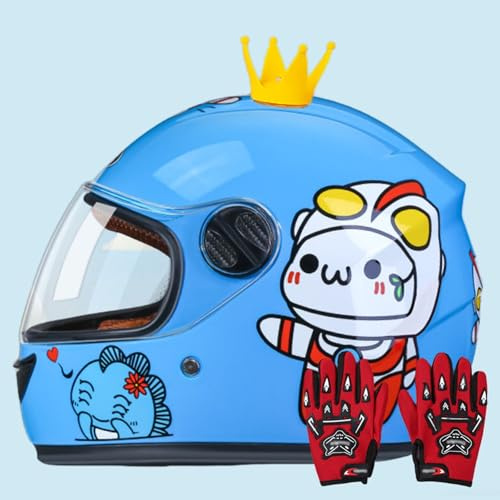 Casque Intégral De Moto Pour Enfants, Homologué ECE 22.06, Avec Visière Solaire Et Écharpe Amovible, Pour Garçons Et Filles De 3 À 13 Ans. 3,48-55CM