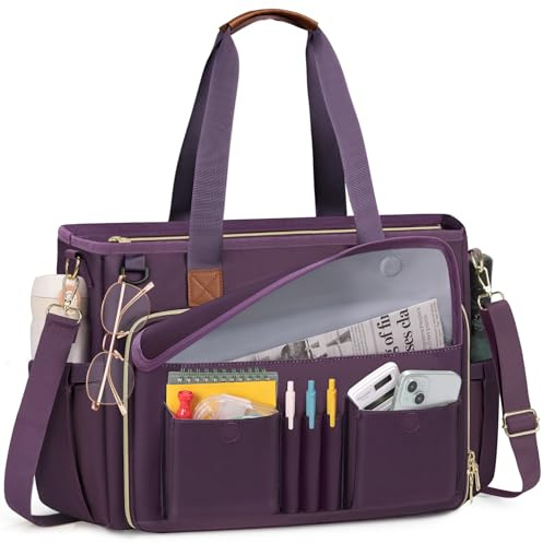 RAINSMORE Sac Fourre Tout pour Ordinateur 15,6 Pouces Sac de Professeur Grand Sac Cabas Femme pour Travail pour Enseignant d'infirmière d'étudiant