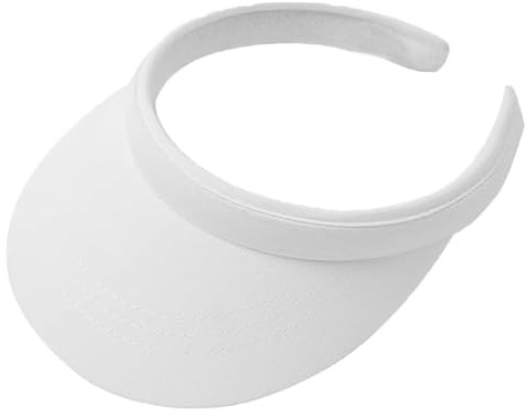 Visera Sol Deportiva protección UV, Banda Absorbente Sudor, Cinta Rizo, diseño Abierto Mujer/Hombre Golf Tenis Running Senderismo, Playa Ciclismo (FR/ES, Letras, L, Blanco)