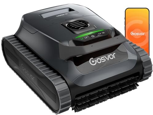 Gosvor (Nuovo 2026) Robot Piscina Limpiafondos y Paredes, Doble Filtración, Planificación Inteligente Rutas, 5 Modos, Control App, 200Min Autonomía, Línea Agua y Zona Poco Profunda,Gris