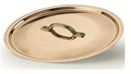 Pentole Agnelli Rame Liscio Stagnato a Mano Coperchio con Ponticello in Ottone, Rame, 20 cm