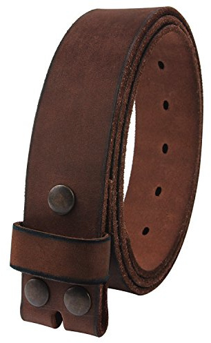 NPET Mens Leather Belt Full Grain Vintage Distressed Style Snap on Strap 1 1/2 Wide Coffee 36-38
