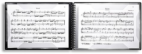 LUTANY Spiralheft in Querformat für 40 lose DIN A4-Blätter, Notenmappe, blendfrei, Notiz ohne Entnahme möglich, Notenmappe, Hefter, Folder