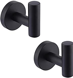 Housewares Harris and Moore 2pc Bathroom Hooks, Towel Hooks for Clothes Stainless Steel Heavy Duty Door Hanger Towel Robe Clothes Coat Hook (Black)