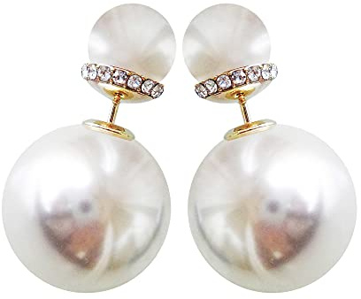 Navachi Boucles d'oreilles à tige en plaqué or 18 carats avec fausses perles colorées et élégantes