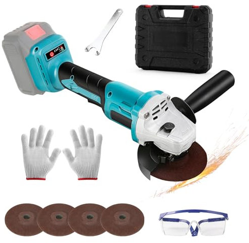 WingFly Akku Winkelschleifer Kompatibel FüR Makita 18v Akku, BüRstenloser Motor Metallschleifer, Scheibe 100mm, Akku Trennschleifer FüR Schneiden, Polieren,Schleifen (Ohne Akku)