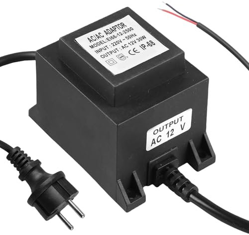 WIYETY LED Trafo 12V Netzteil AC/AC 30W, Außen Steckernetzteil Trafo mit Stecker, IP68 Wasserdicht LED Transformator, für LED-Beleuchtung, Teichbeleuchtung