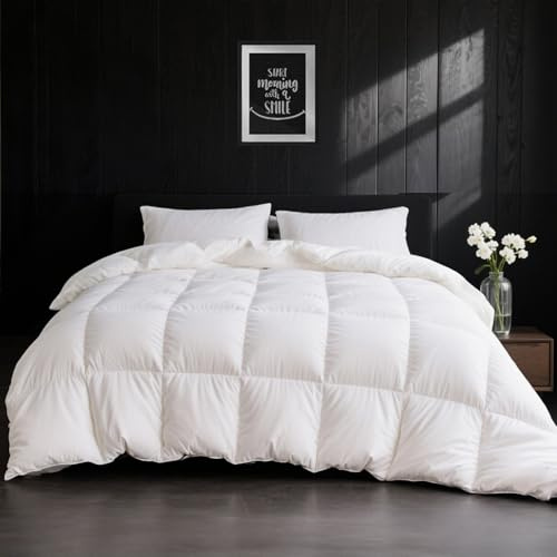 APSMILE Daunendecke 135x200 Ganzjahres Bettdecke 135x200 Hohe Flauschigkeit Gänsedaunen und Federn, 100% Ägyptische Baumwolle, Allergiker Natur Duvet RDS Zertifiziert für Tierwoh