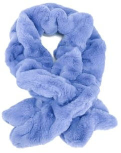 QUEEN HELENA SC01 Warmer Winterschal mit elastischem Plüschfell, Rundhalsausschnitt, flauschig, mit Gummiband für Damen, himmelblau, Einheitsgröße