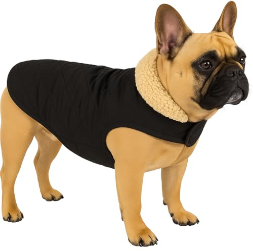 Manteau Chien – Flamingo Bonnie Noir – A:35cm B:34–38cm C:50–54cm – Polyester – déperlant – intérieur en Peluche Douce – Fermeture de Bande autoagrippante