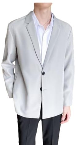 PANVER Anzug Jacke Männer Bankett Party Klassisch Longsleeve Anzug Herren Regular Fit Mode Casual Anzug Männer Leichte Trend Komfortable Blazer Herren C-Light Grey 3XL