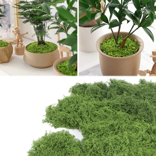 DXPETA Fake Moss 100g - Artificial Decorative Green Moss for Easter Decoration, Lawn Plants, and Aquarium Landscaping