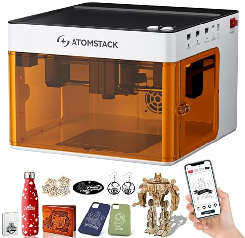 ATOMSTACK P1 Gravureuse Laser Encastrée, Mini Machine à Gravurer Laser, Coupeur Laser Portable 5W, Application et Logiciel AtomStack Gratuits, Zone de Gravure 110×110mm