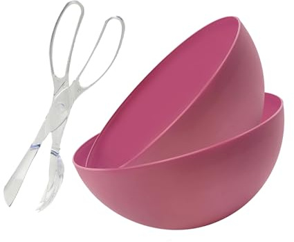 Zenker Set 2 Ciotole Grandi in Plastica 28 cm, con Posate da Insalata, ottime per Impasti, Insalate e Frutta – Lavabili in Lavastoviglie, adatte al Microonde