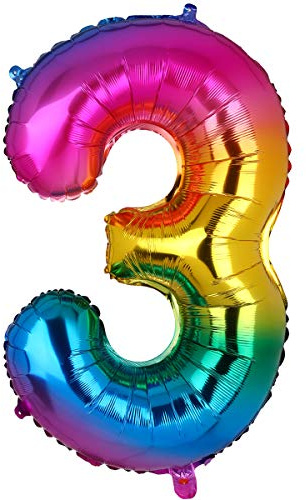 100CM Riesen Regenbogen Zahl 3 Folien Luftballons Number Mylar Helium Zahlenballon Hochzeit Geschenk-Deko Einhorn Geburtstag Party Dekoration