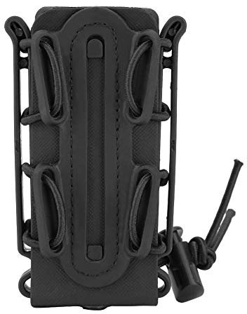 WarmHeartting 9mm Magazintasche Taktischer MOLLE Mag Pouch Molle Fastmag für Airsoft Nerf Wargame, Schwarz, TPR, Nylon, 5,5 x 4 x 10 cm, open top