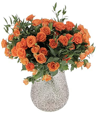 KENTIS - Bouquet di Fiori Veri - Rose a Grappolo Arancioni - Mazzo di Fiori Freschi a Domicilio Regalo