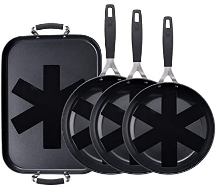 MasterPro Smart | 3 Sartenes Antiadherentes de 20, 24 y 28cm y Plancha Grill de 32x23cm | Aluminio Forjado | Juego de Sartenes | Todo Tipo de Cocinas