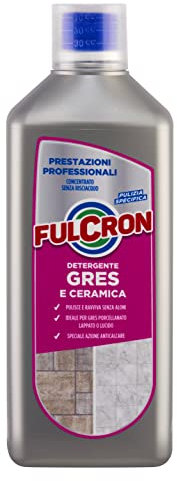 FULCRON Detergente Gres E Ceramica, Puliza Pavimenti In Gres Porcellanato Lappato o Lucido, Azione Anticalcare e Elimina Aloni, Senza Risciacquo, 1 Litro