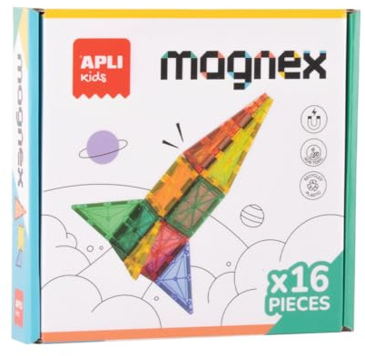 APLI Kids 19419 - Juego de construcción con 16 Piezas magnéticas Transparentes para Crear Figuras 3D| Set Niños 3+ | Juguete Educativo Steam para Creatividad y Pensamiento Espacial