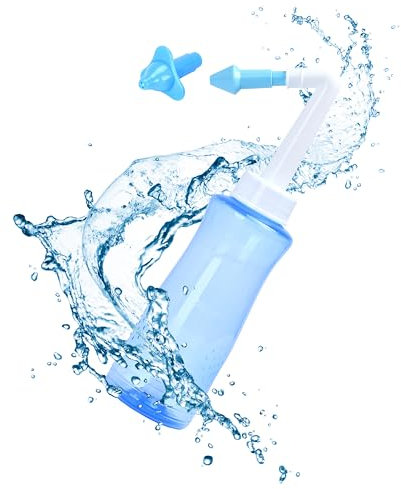 HappyPo Bottiglia per lavaggio nasale, design pratico, per la pulizia nasale e il lavaggio nasale, facile da usare, per un uso sicuro e igienico, 23,5 x 8 x 6 cm, blu