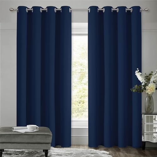 VEHEDE Lot de 2 Rideaux occultants avec œillets - Gardines - pour Salon - Protection Acoustique - Thermique - Contre Le Froid - Occultant - Fenêtre - Isolation Thermique - 160 cm de Long, H 160 x l