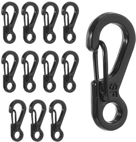 Molain 12 Pcs Tiny Carabiner Clip Metal Small Spring Snap Hooks, 1 inch Key Chain Clip Hooks Metal Swivel Clasps Lanyard Snap Hook Carabiners for Camera Strap, Backpack Keychains Accessories(Black)
