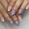 GlamRays 24 Stück Kurz Oval Babyblau Blumen mit Glitzernde Spitze Press on Nails, Acryl False Nails Set, Sommer Nägel für Frauen und Mädchen für tägliche Arbeit und Partys