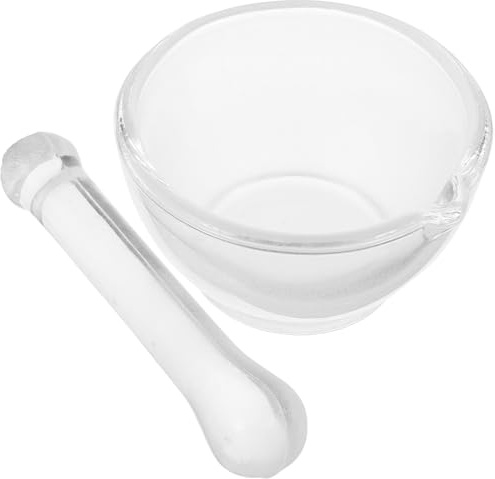 Healeved 1 Juego Mortero Con Mano Tazón De Pimienta Herramientas De Molienda Mini Trituradora De Ajo Mezclador Triturador De Medicamentos Tazón De Guacamole Trituradora De Pimienta Vidrio