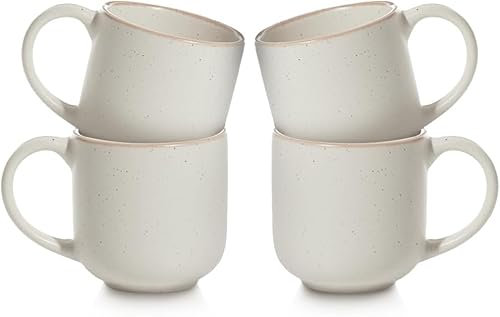 Maison Neuve Riverside Espresso Mugs Set of 4, 3.3fl oz Small Coffee Cups, Mini Stoneware Espresso Shot Cups, Speckled Matte Finish, Microwave & Dishwasher Safe - Oxford White