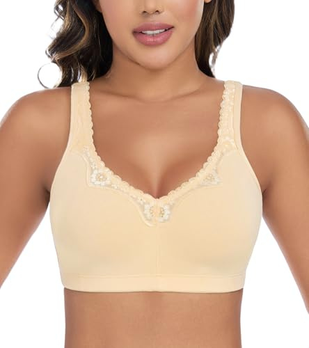 DotVol Women's Cotton Full Cup Minimizer Non Foam Wireless Bra(Nude,40B)