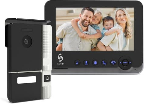 VEGATON Video Türsprechanlage 2-Draht – 7 Monitor, Türklingel mit Kamera, Türöffner-Funktion, Nachtsicht, Zwei-Wege-Audio, 16 Klingeltöne, Einfache Installation