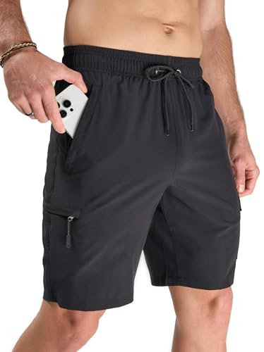 ARCWEG Badshorts Män Långa Badshorts Och Shorts Med Dragkedja Fickor Svart För Gym Simning Löpning