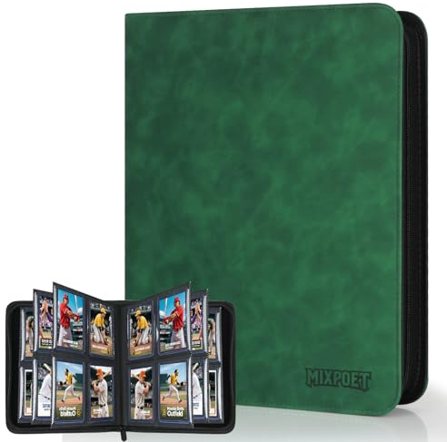 MIXPOET Trading Card Top Loader Binder, Trading Cards Folder Album with Sleeves, 4 Slot 112 Pockets, Collectible Games Storage Holder, MTG TCG Baseball Football Sports Cards, FOR TOP LOADERS ONLY