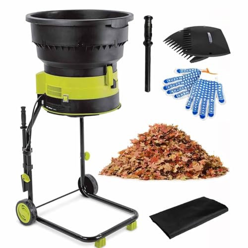 DDZJTPP Broyeur Feuilles électrique 15 Amp 2500W,Broyeur Végétaux Jardin sans Lame,Rapport Réduction 17:1,Paillage Maximal Jusqu'à 55 Gal par Minute,Broyeur Déchets Jardin,20mxPowercord
