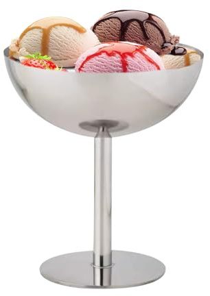 Coppe Geĺato Acciaio Inox - Coppette Geĺato | Ciotola Dessert | Stile Vintage con Piede, Infrangibile e Riutilizzabile, Finitura Lucida, Ideale per Sundae, Macedonia e Sorbetto Vino durante Feste