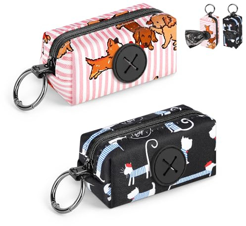 2 Pezzi Porta Sacchetti Cacca Dispenser Porta-sacchetti Cane da Guinzaglio per Escrementi Cani con Moschettone può Contenere 3-4 Standard Rotoli di Distributore Cacca Sacchetti per Portare a Spasso(A)