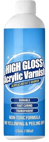 Vernis Brillant Pour Peinture Acrylique 120 ml Très Brillant Résistant UV | Couche Pour Peintures Acryliques Pour Artistes Peintres Amateurs Artisans Toile Bois Loisirs Créatifs