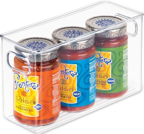iDesign Cabinet/Kitchen Binz Caja organizadora, organizador de cocina mediano en plástico, cajón para frigorífico alargado, transparente